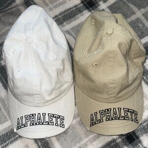 Alphalete Cream and Tan Caps BUNDLE